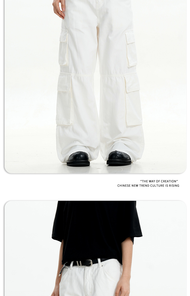 Work Pants for Men and Women Pure Cotton Vintage Straight Leg Casual Wide-Leg Long Pants