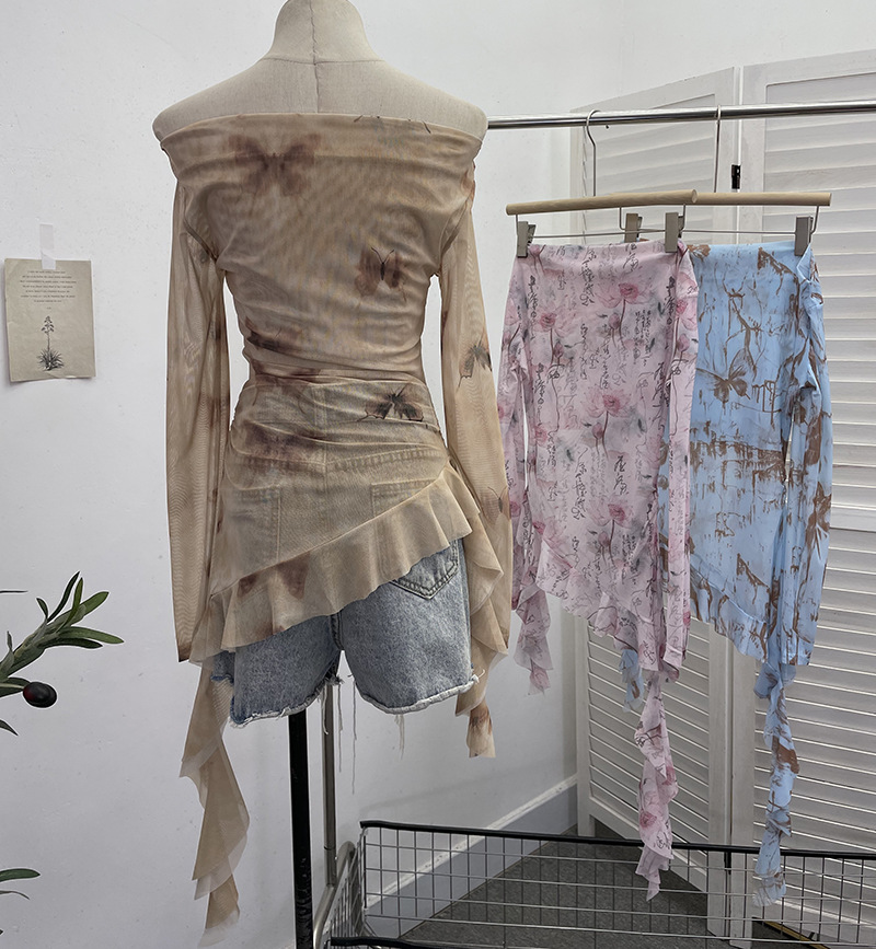 Flirty Asymmetrical Gathered Long Sleeve Top