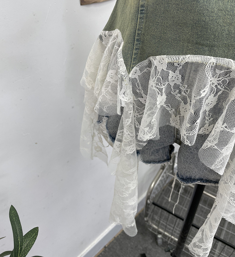 Sexy Asymmetric Denim Crewneck Top