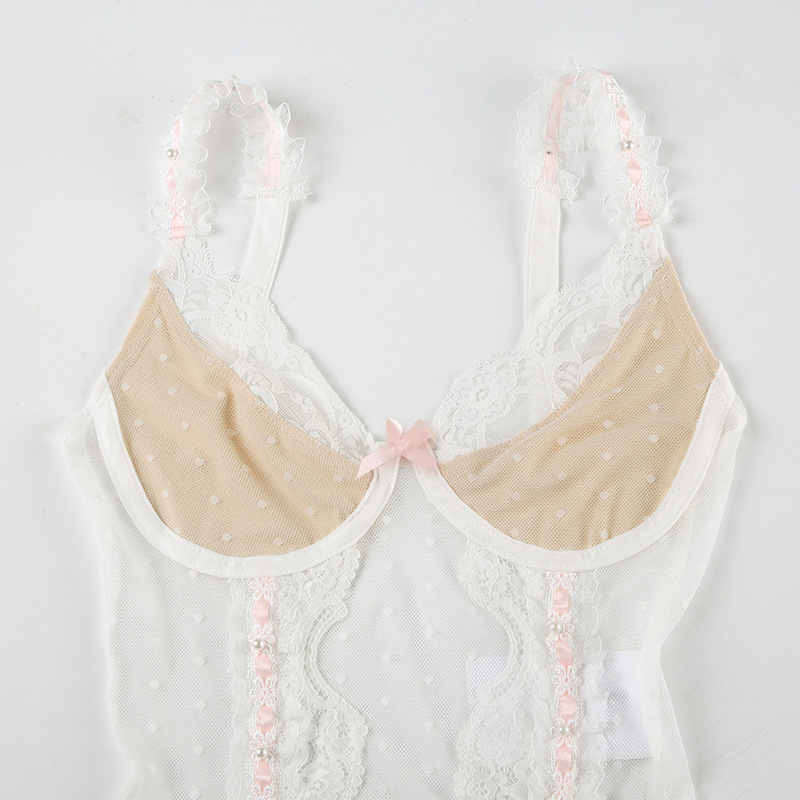 Sheer Plunge Cami Featuring Cutout Panels & Thin Straps