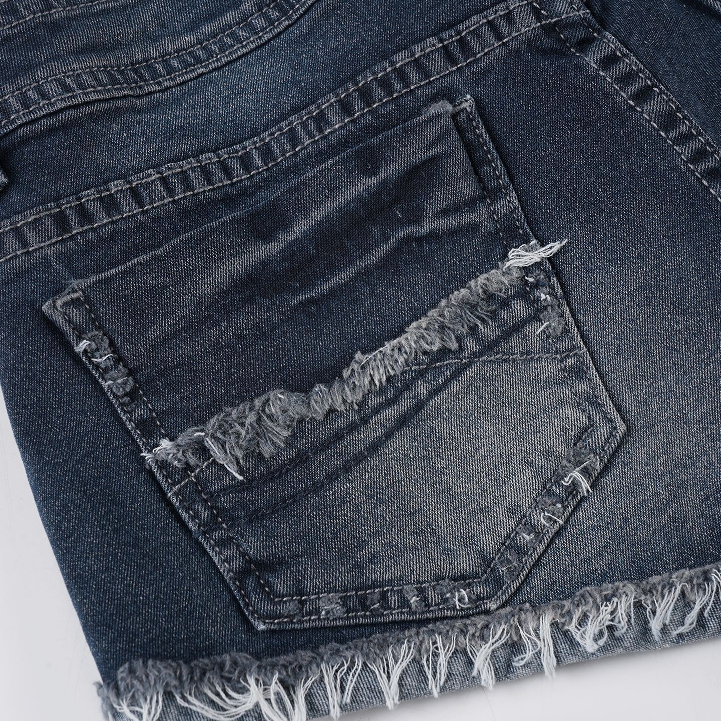 Retro washed blue low waisted denim shorts