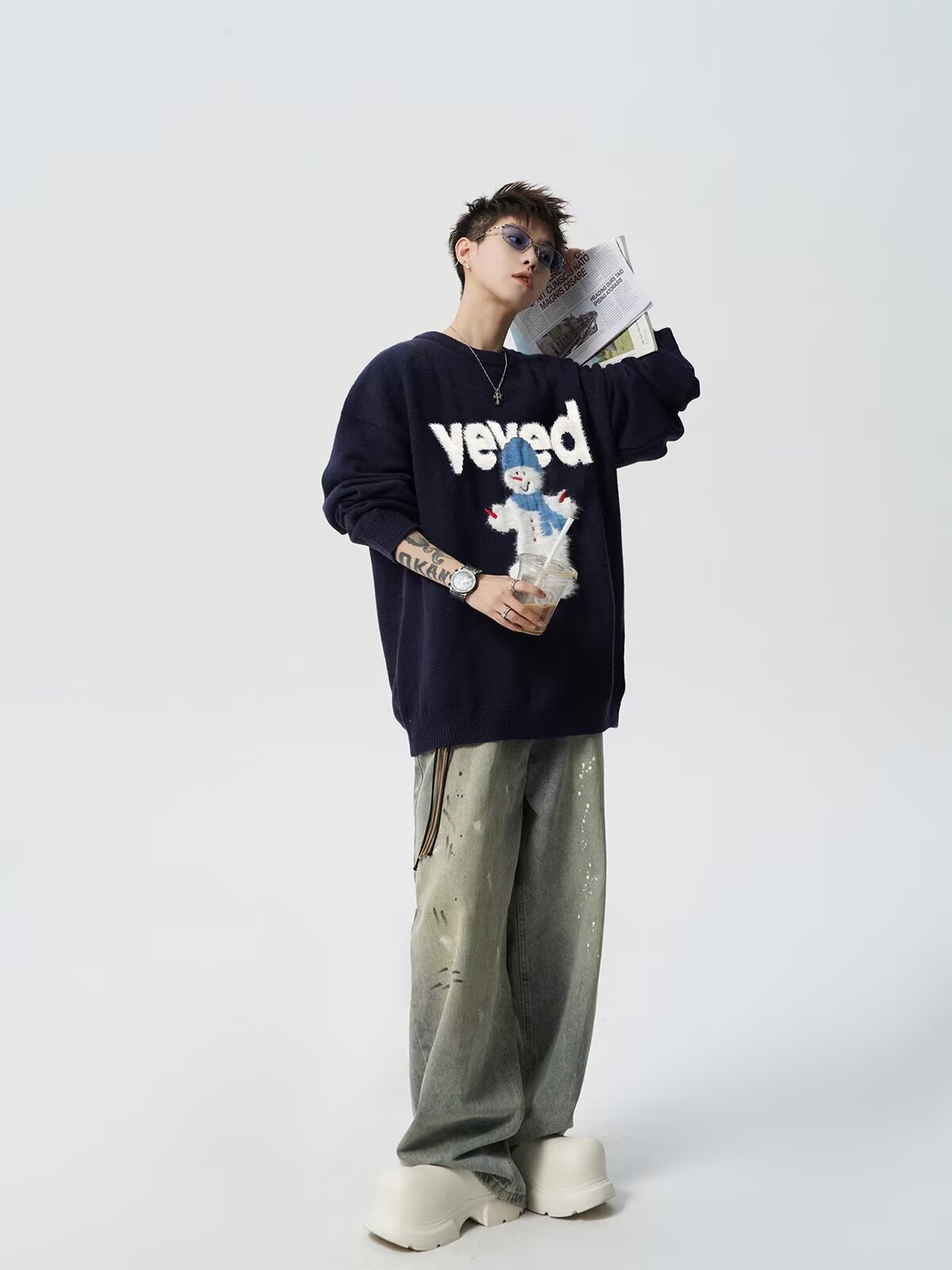 Holiday Frosty Alphabet Jacquard Sweater