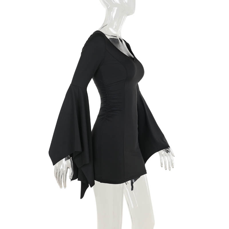 Slim Dolman V-Neck High Waist Short Dress