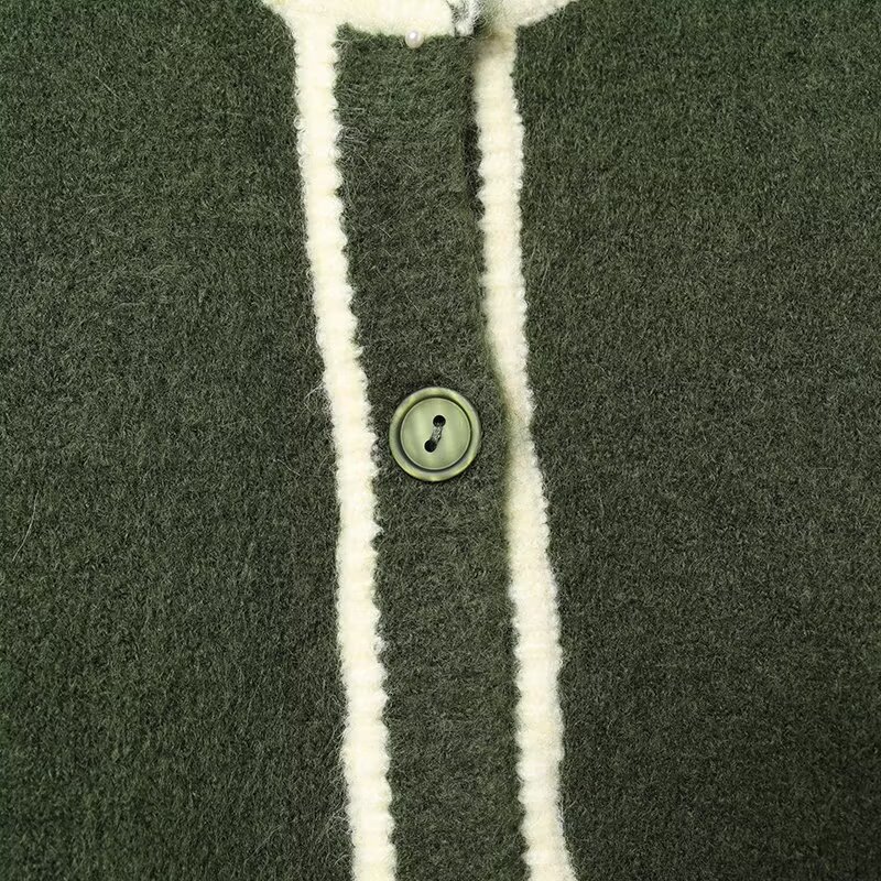 Ladies Long Sleeve Piped Button Through Sweater