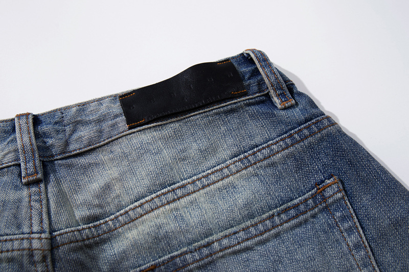 Street Style Vintage Distressed Washed Knife-Edge Denim Pants, Hip-Hop Casual Loose Ripped Straight Leg Jeans