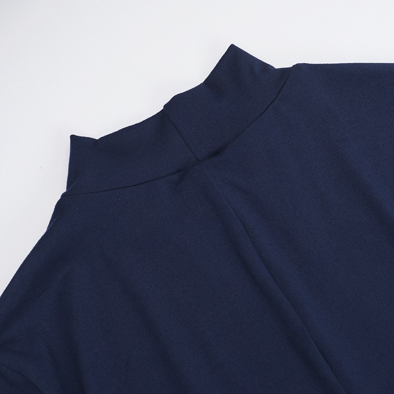 Tailored Round Neck High Waist Spandex Dress