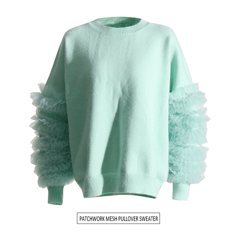 Ladies Polyester Textured Relaxed Crew Full Sweater