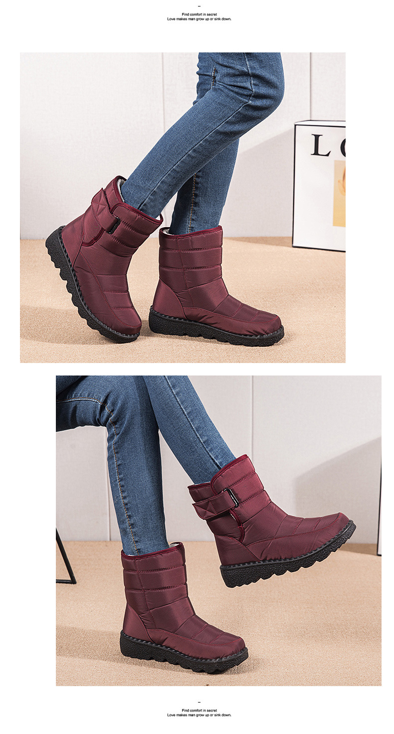 Winter New Snow Boots Women's High Top Waterproof Cotton Shoes Casual Short Tube Plush Plus Large Cotton Boots 43 Amazon