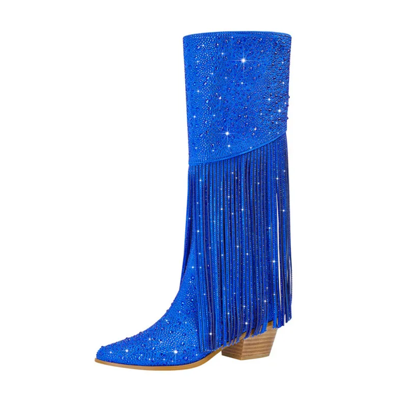 Ladies Rubber Tall Chunky V-Toe Boots
