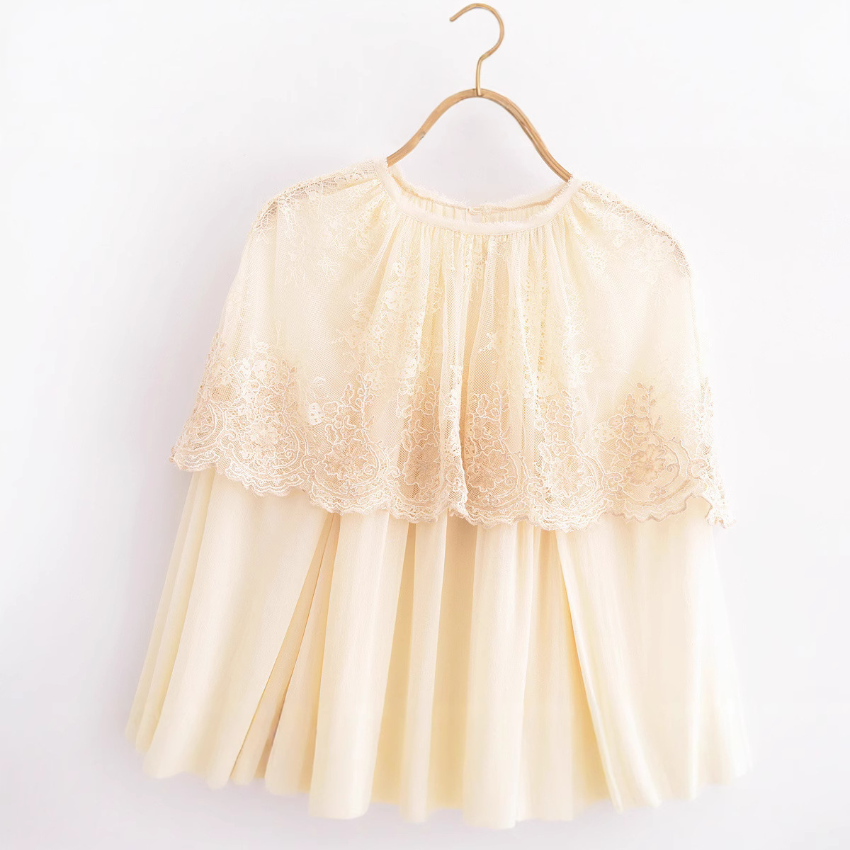 Solid Full Sleeve Round Neck Cape Blouse