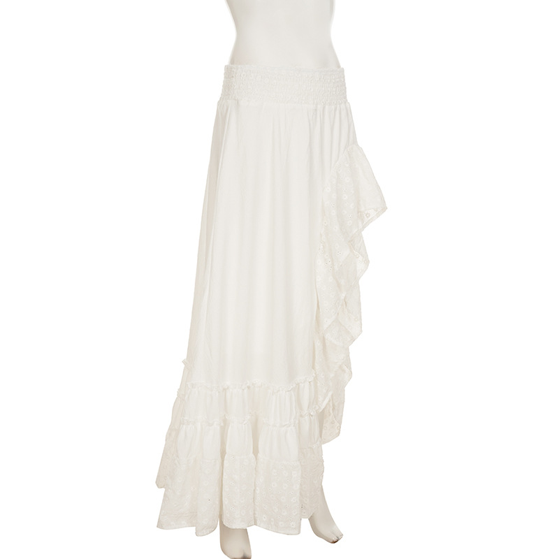 Asymmetrical Scalloped Edge High-Rise Swing Skirt