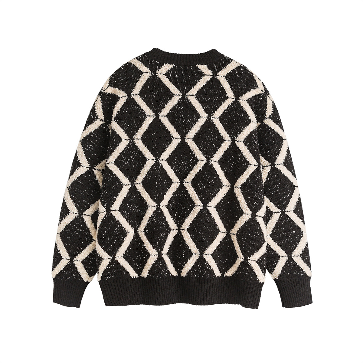 Men Crewneck Oversized Colorblock Japanese Workwear Sweater