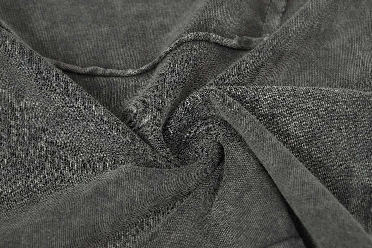Vintage Frayed Raw-Edge Utility Cotton Crew Hoodie