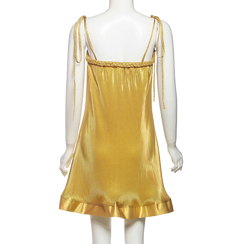 Ladies' Plain Shiny Bandeau Mini Dress