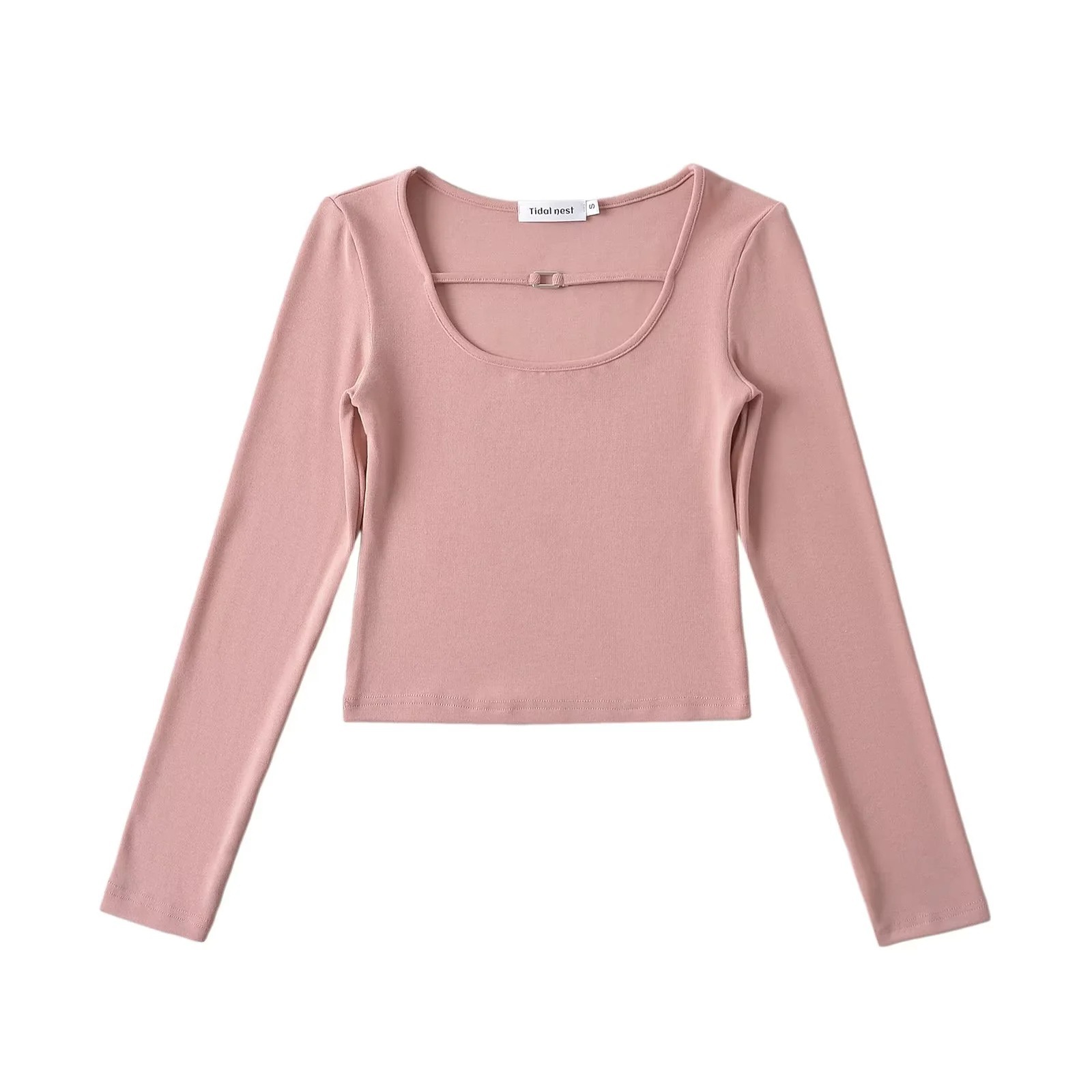 Wide Scoop Long Sleeve Cotton Top