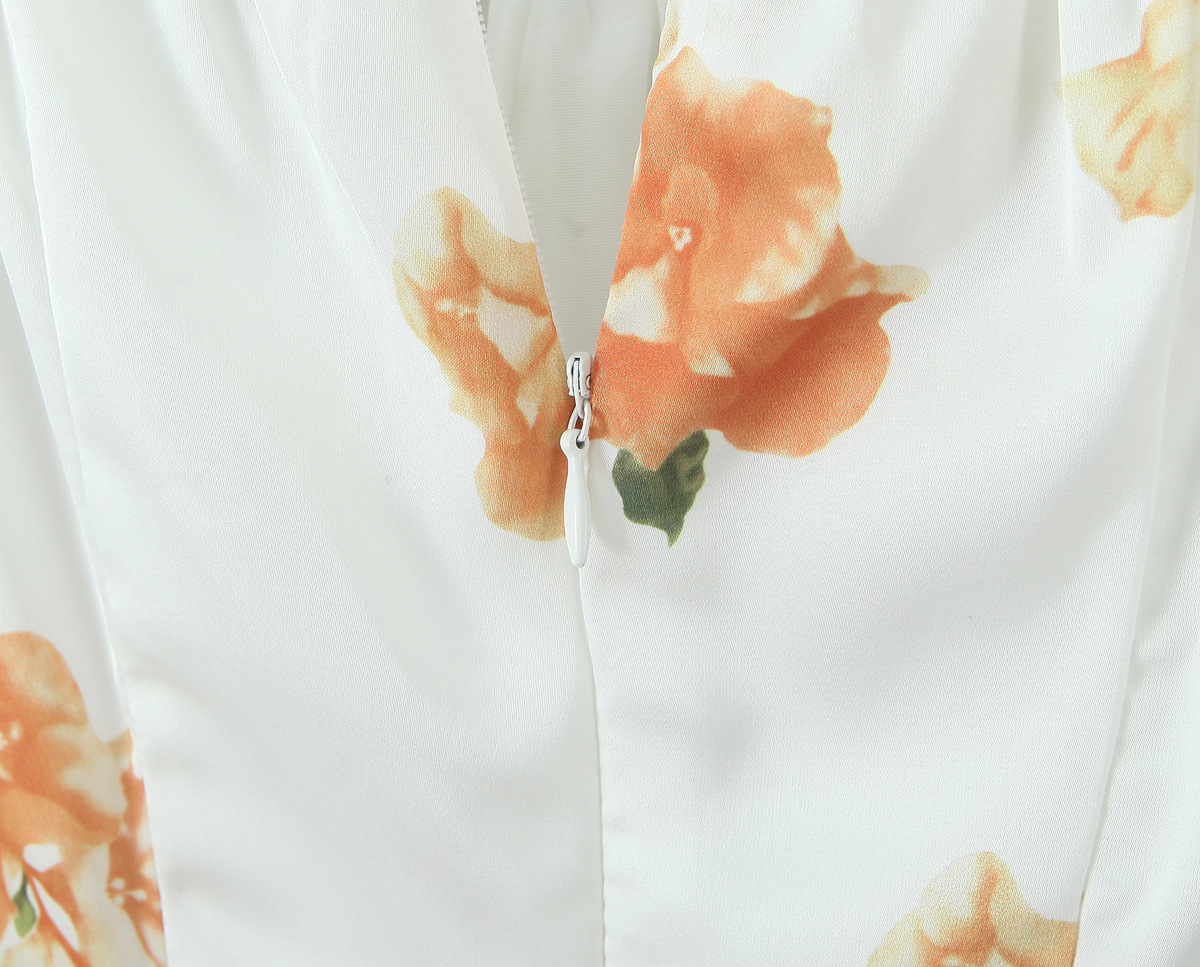 Box Neck Puff Mini Flower Dress