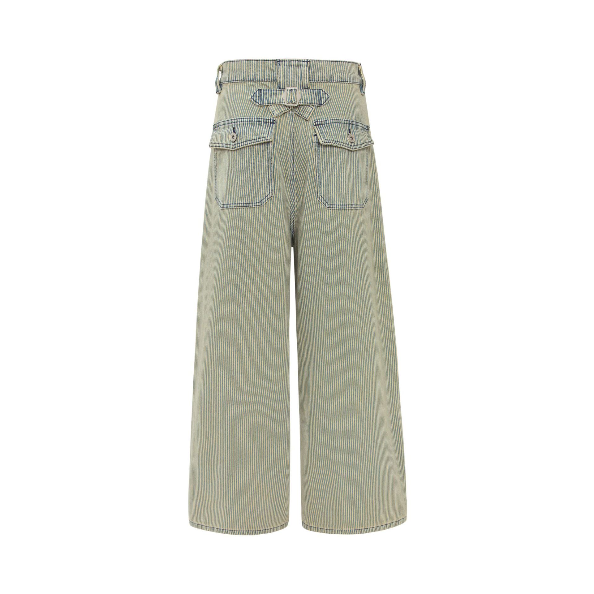 Vintage Streetwear Heavyweight High-End Striped Deconstructed Design Men's Loose Slightly Curved Work Trousers