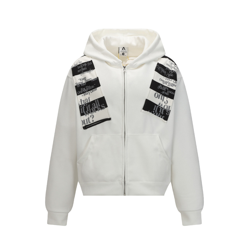 Street Style Letter Patch Suede Hooded Sweatshirt for Men and Women