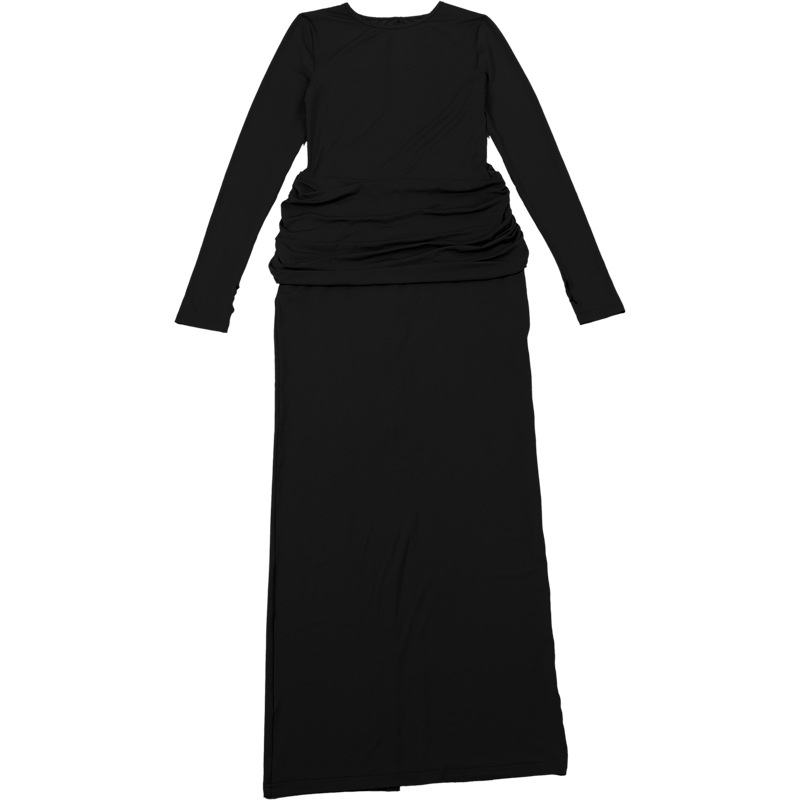 Stretch High-Waist Gathered Full Sleeve Dress