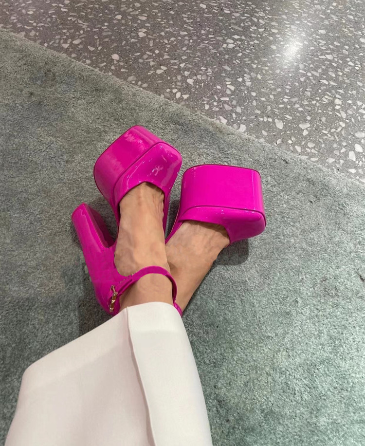 Processing time:5-7 days after placing orders Spring and Summer Women's Thick Sole Square Toe High Heels Fashion Model Show Party Party Wedding Large Women's Shoes