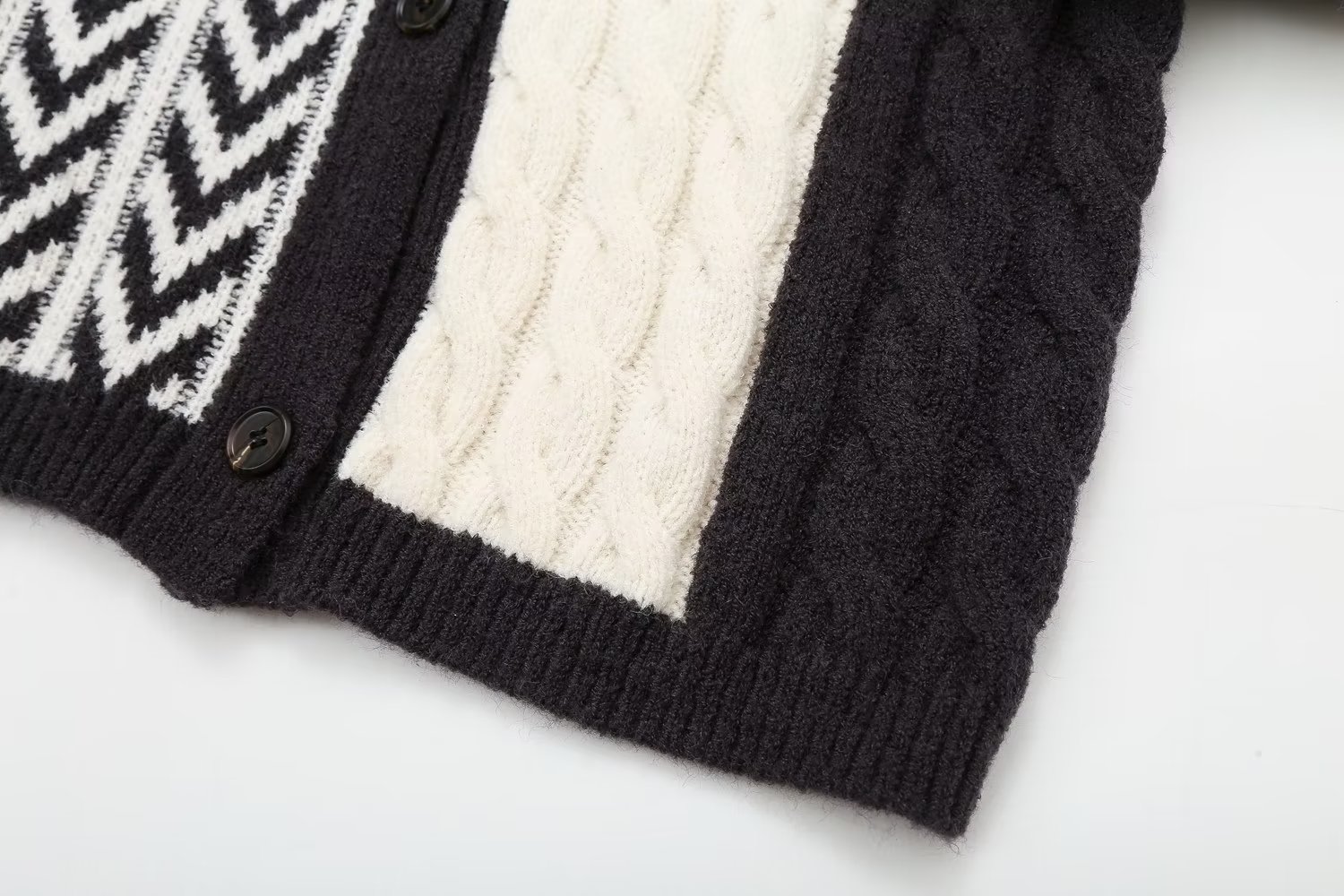 Ladies Color-Block Button Front Cardigan