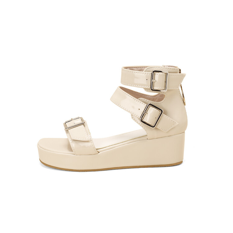 Belt buckle high top sandals, water platform thick sole oversized women's shoes