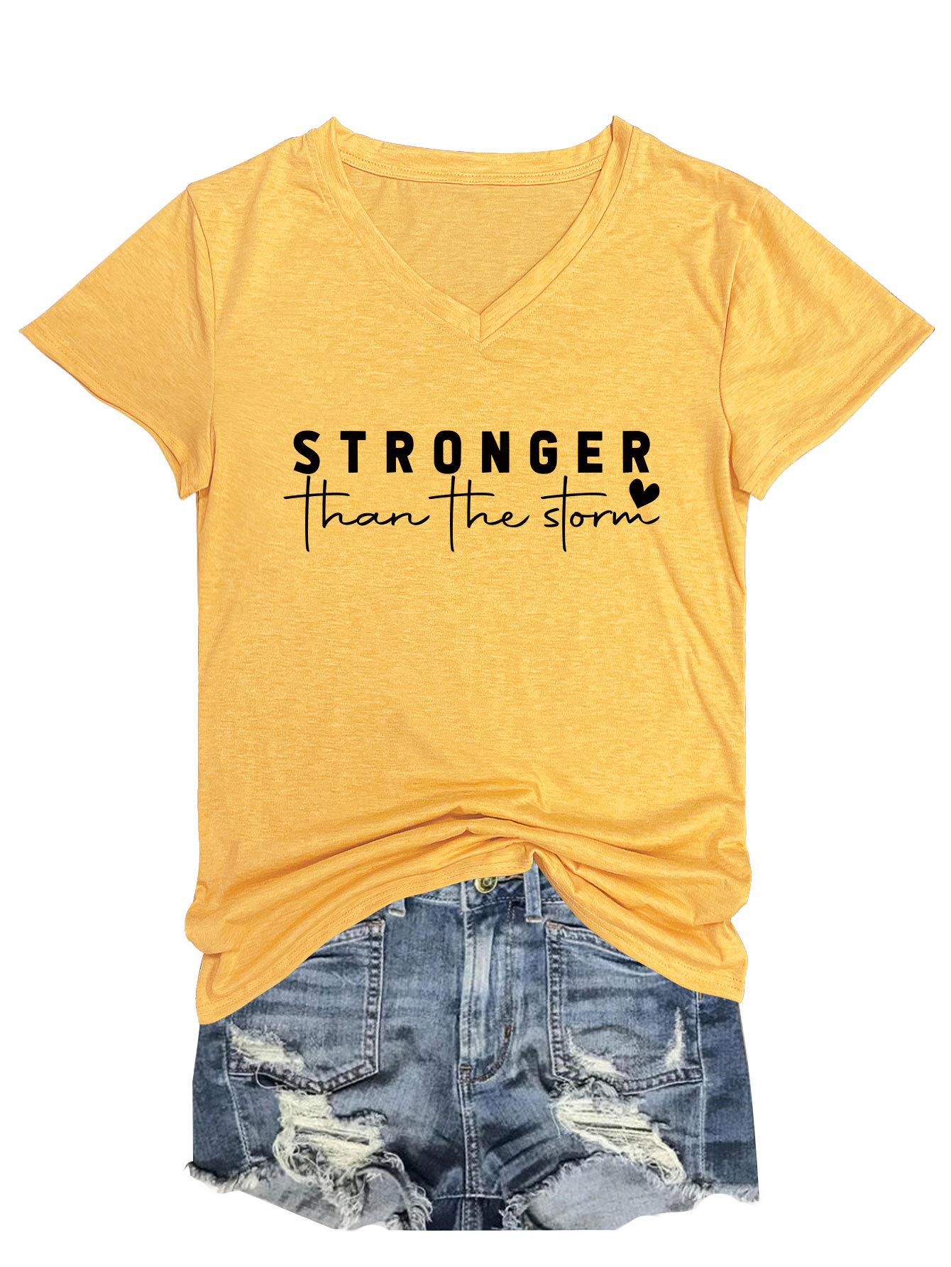 Geometric Print Plunge Front Ladies Tee