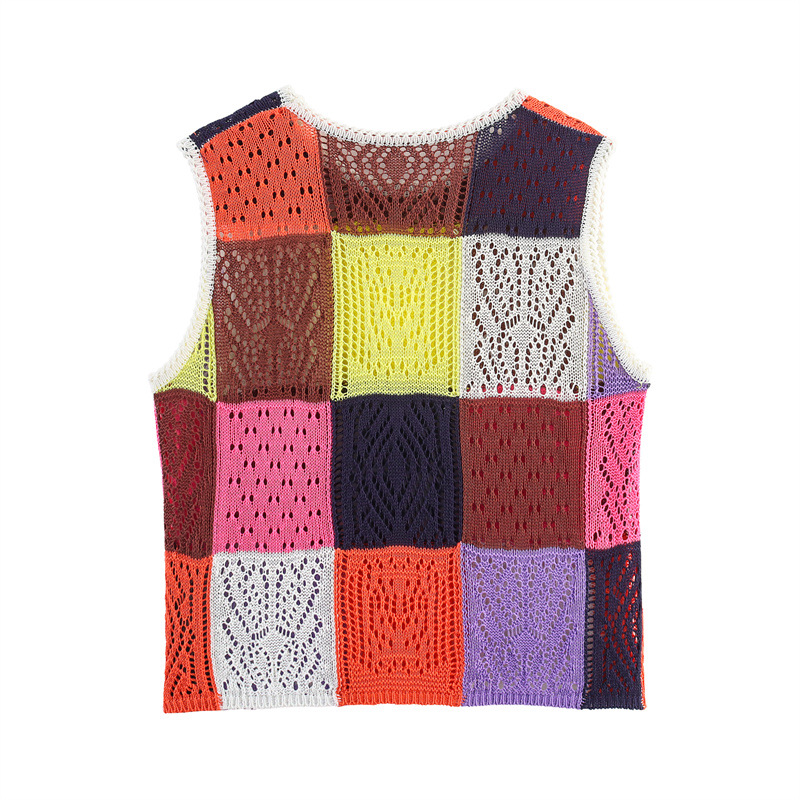 Polyester Panelled No Sleeve Blouse