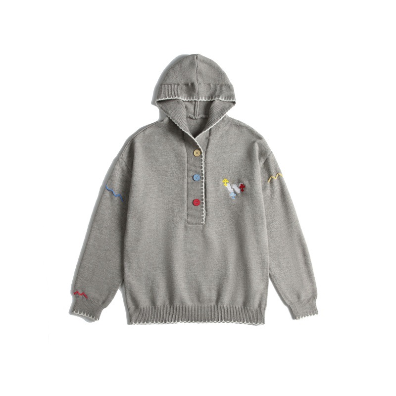 Japanese Workwear Oversized Color Block Stitched Hood Sweater