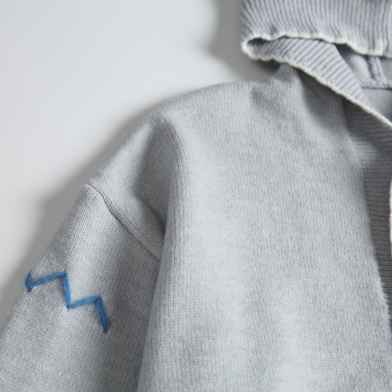 Japanese Workwear Oversized Color Block Stitched Hood Sweater