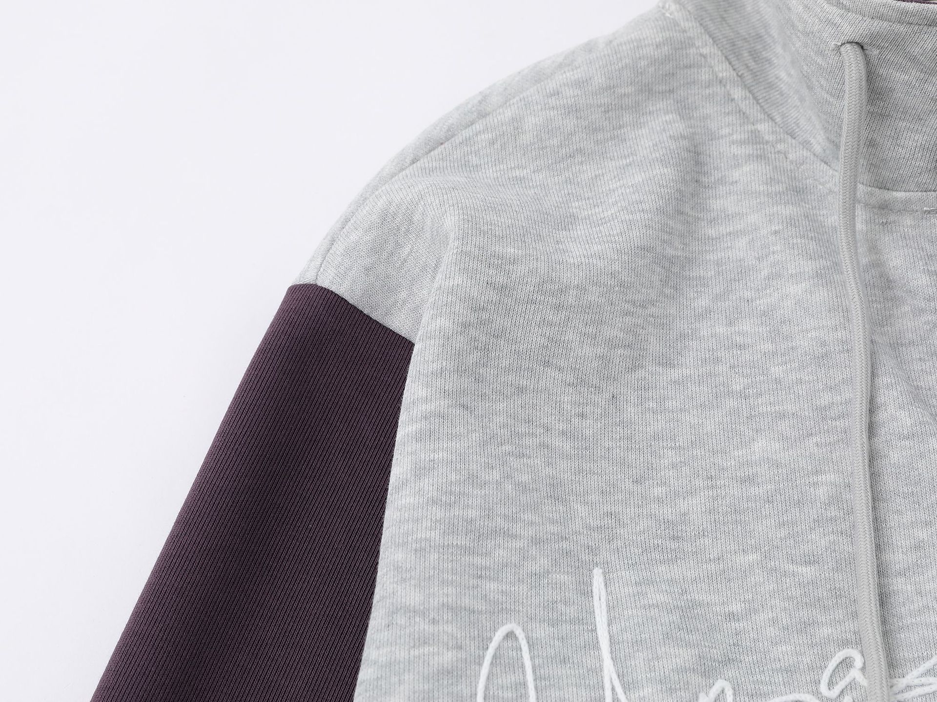 Unisex Cotton Contrast Mandarin Sweatshirt