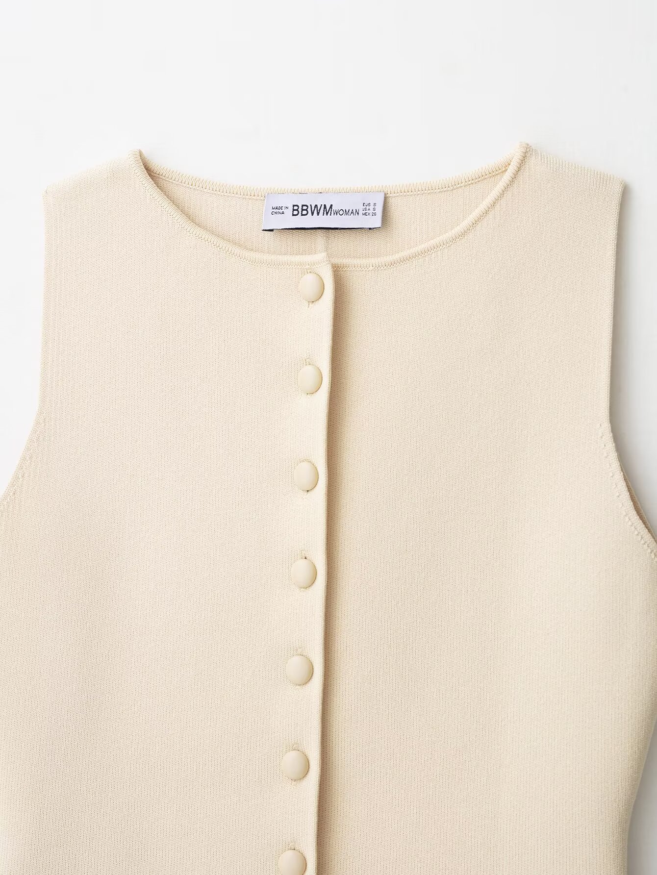 Slim Fit Polyester Ribbed Hem Button-Front Tank Sweater