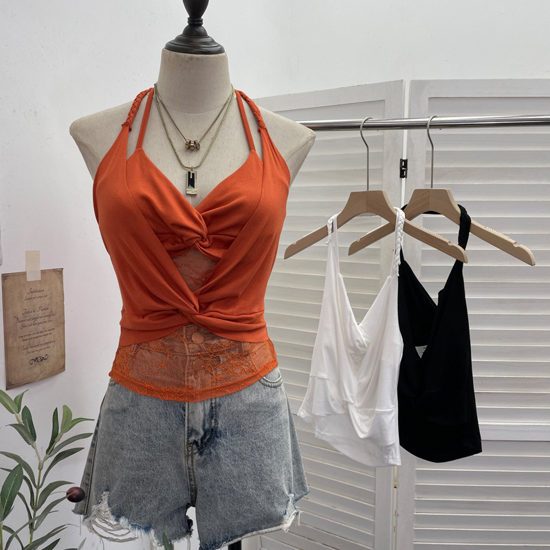 Solid Color Sexy Asymmetric Wrap Top
