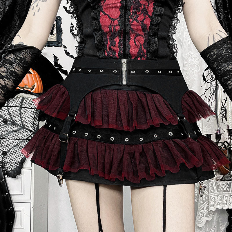 Ladies' Edgy Polyester Color Block Mini Skirt