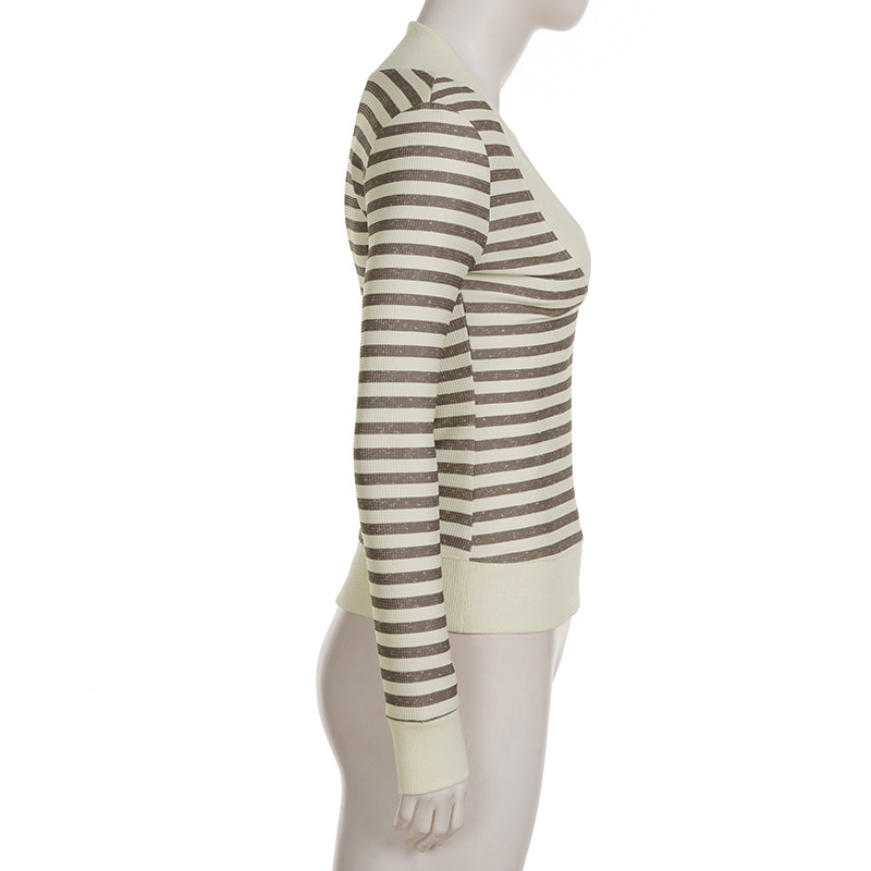 Fitted Urban Contrast Bands Waffle Sweater