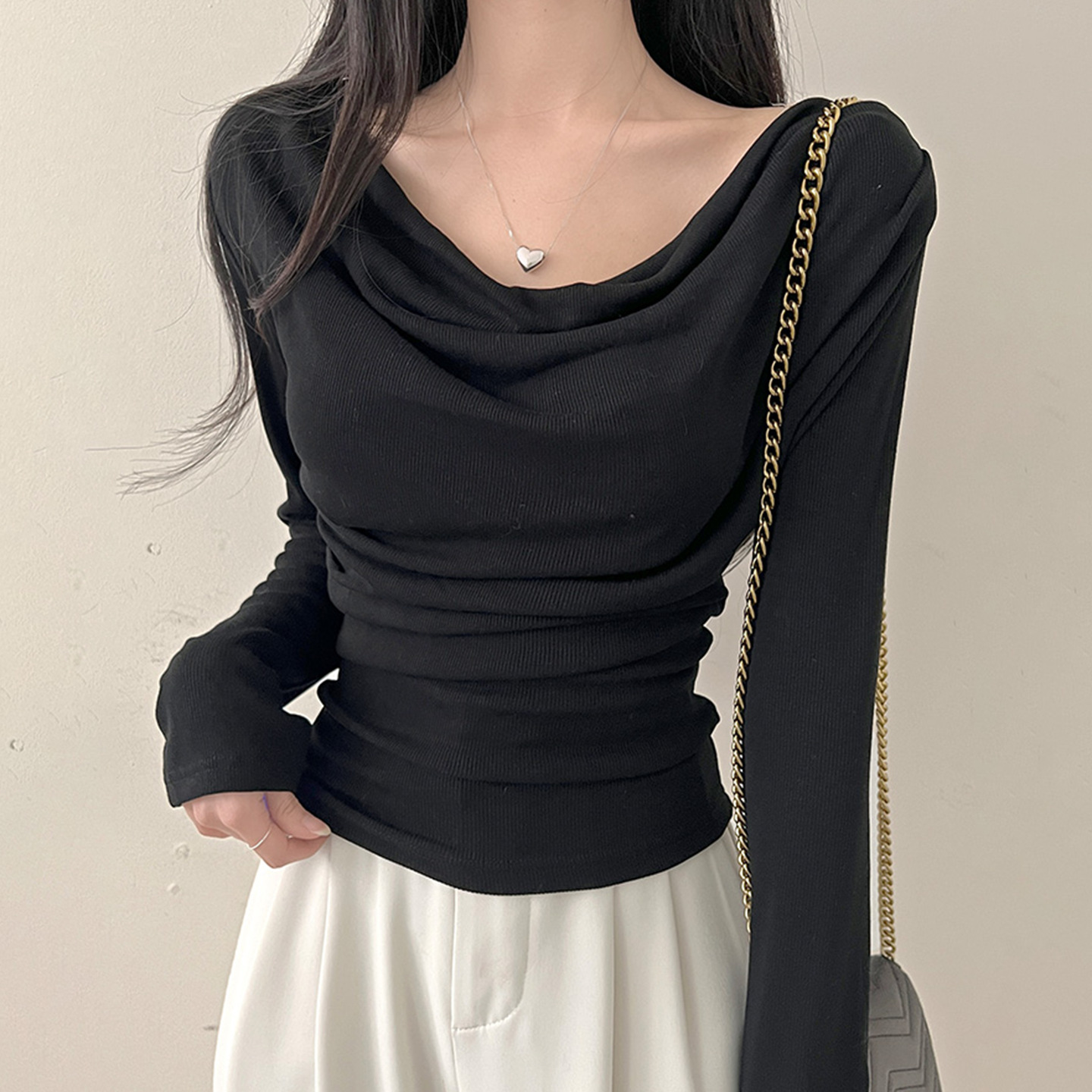Bardot Bodycon Wrist-Length Neckband T-Shirt
