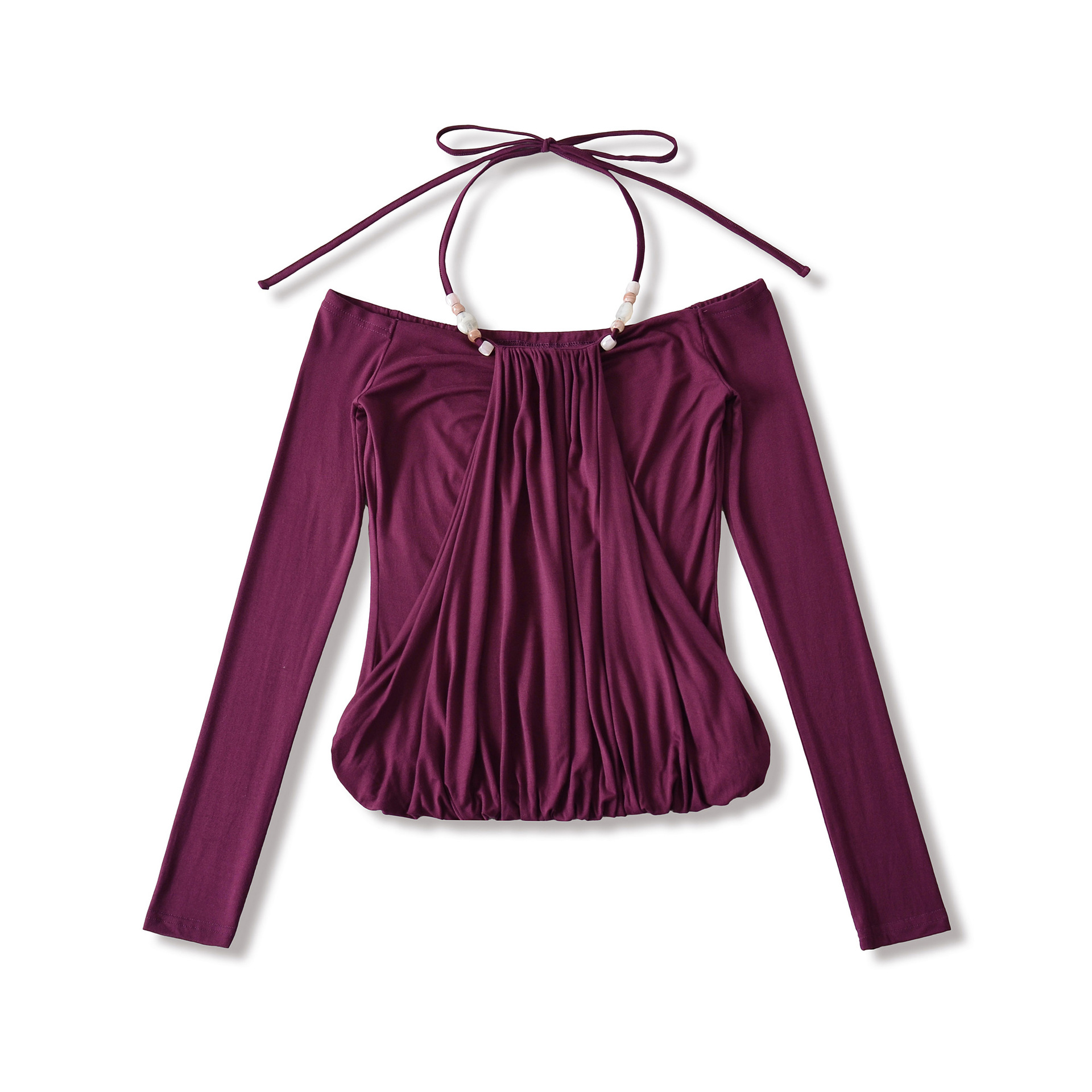 Asymmetric Draped Full Sleeve Cropped Tee