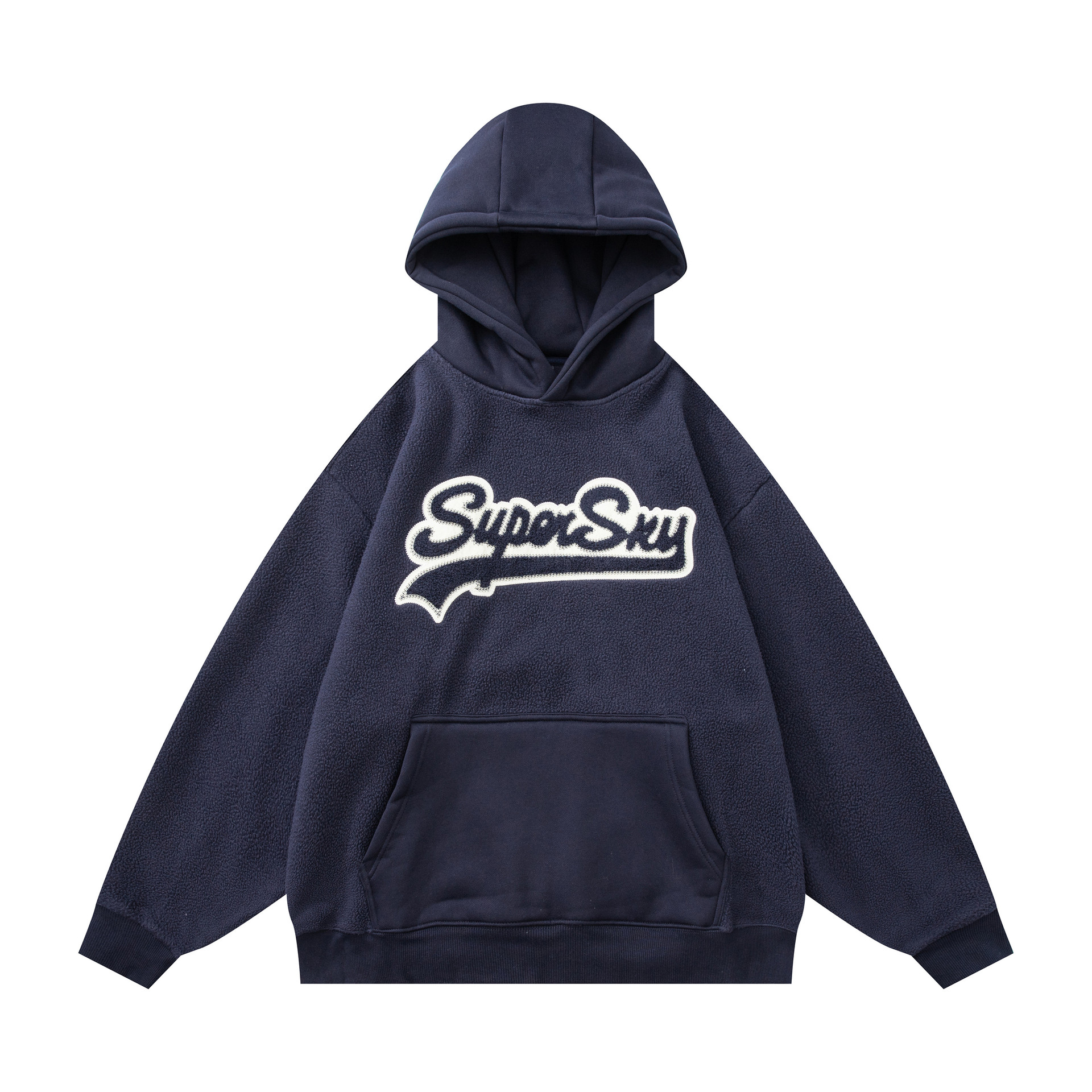 Oversized Logo Print Polyester Hooded Pullover