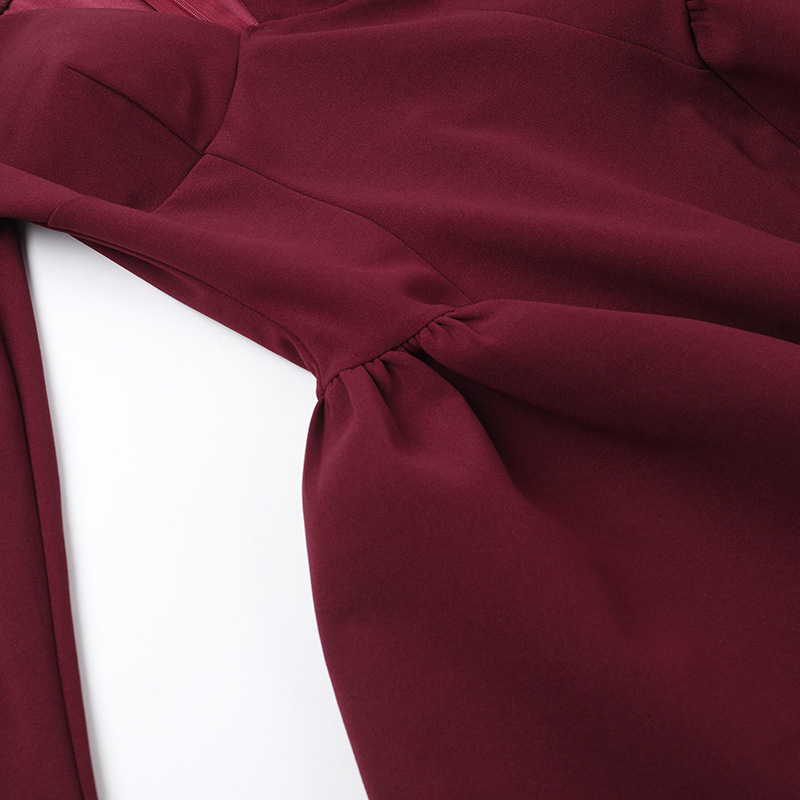 Curve-Defining Flared V-Neck Full Sleeve Dress