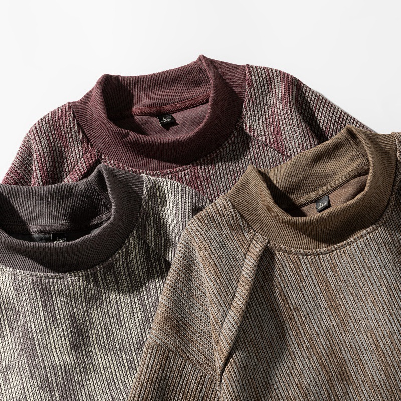 Mens Oversized Ombre Paneled Stand Collar Sweatshirt