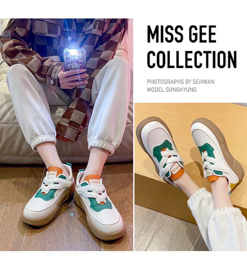 Little White Shoes Women's Spring New Korean Edition Female Students Thick Sole Velcro Board Shoes Casual Women's Shoes