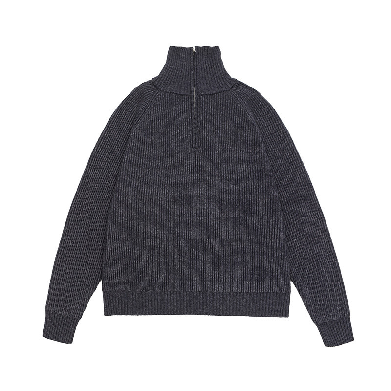 Mock Collar Plain Thermal Workwear Sweater