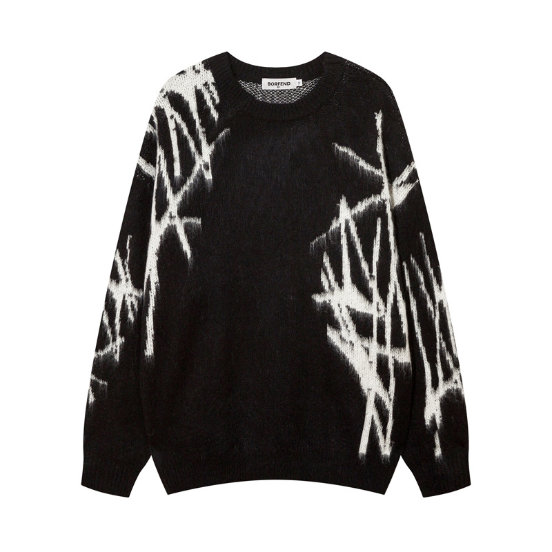 Slouchy Long Sleeve Cotton Polyester Crew Collar Sweater