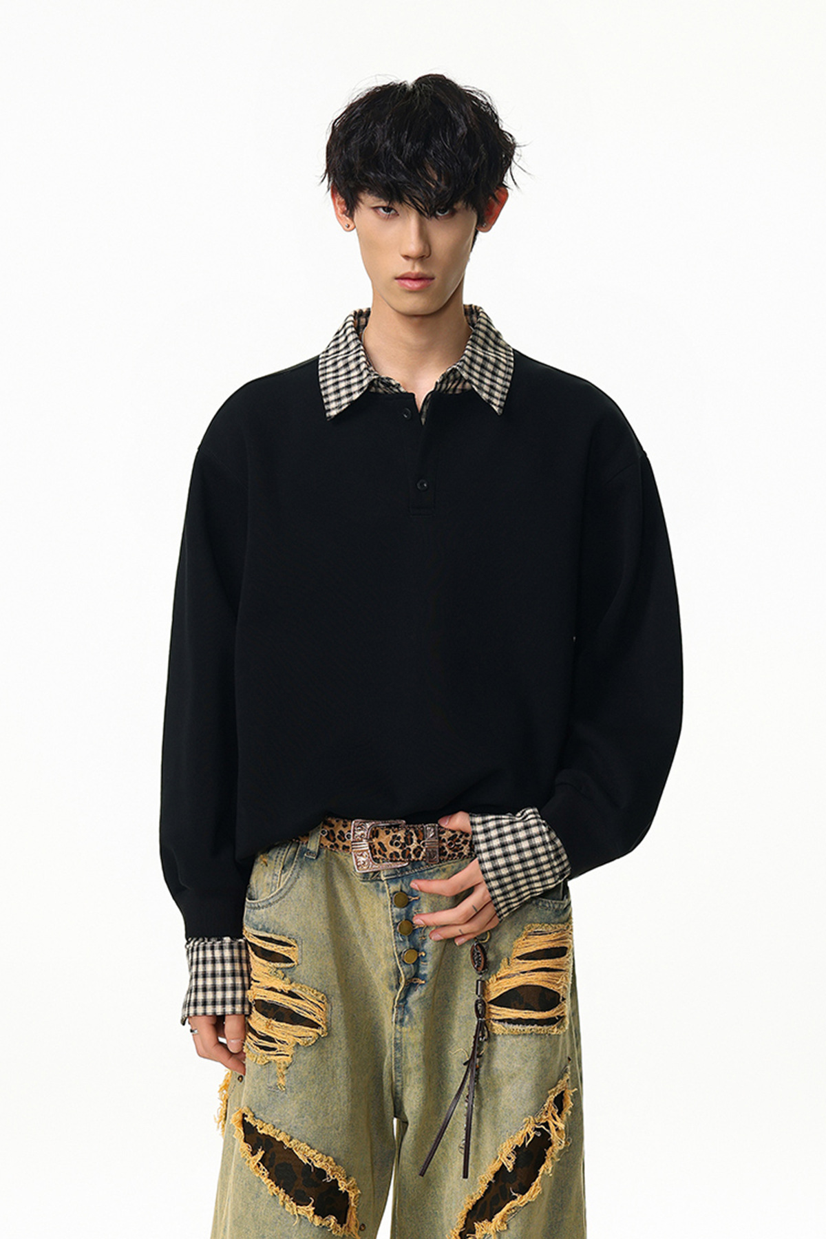 Solid Faux Layered Hoodie