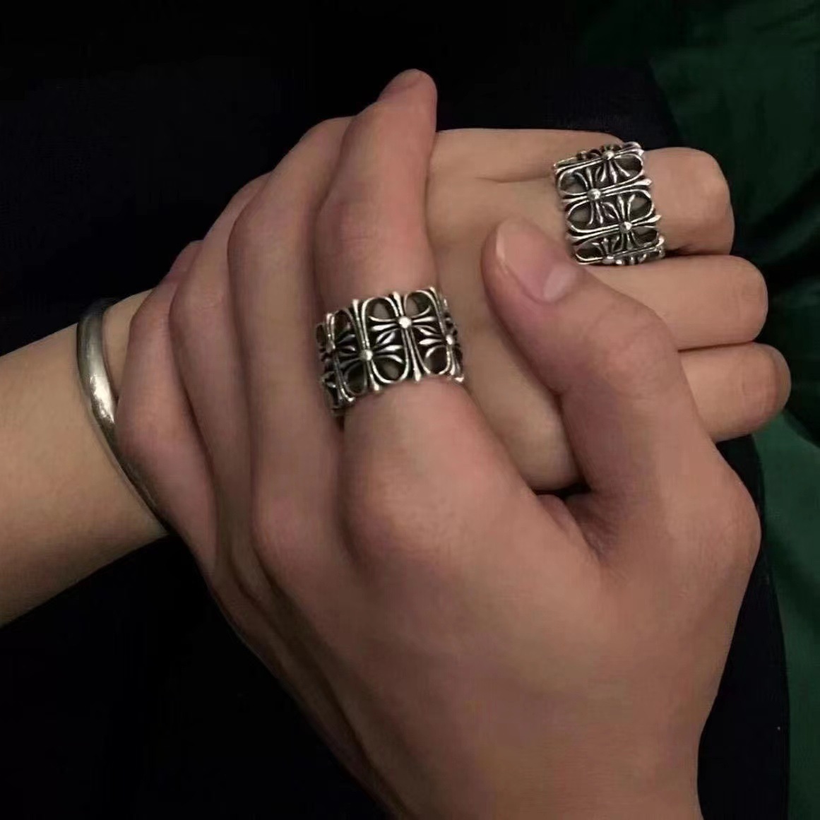 Cross men's and women's white copper ring jewelry