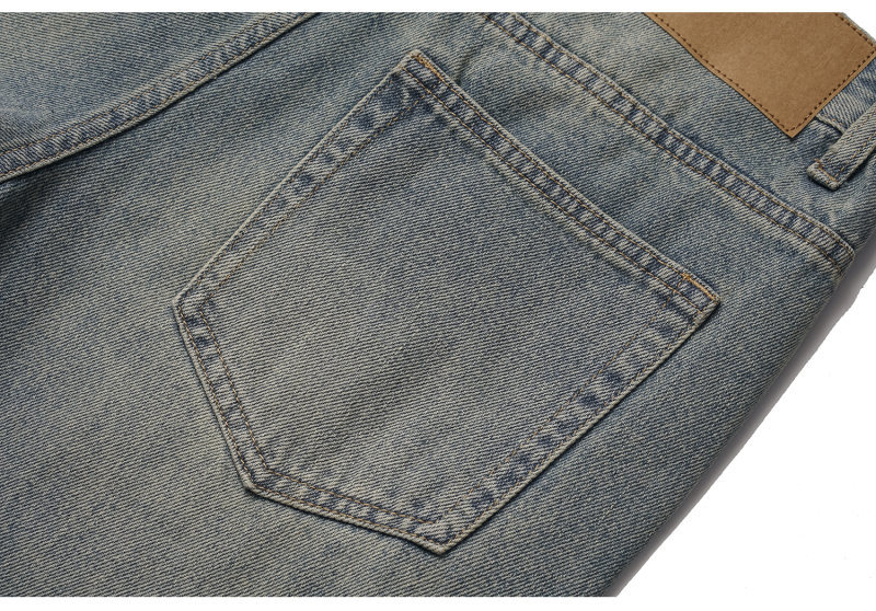 Distressed Cat-Whisker Relaxed Straight Leg Wide Leg Jeans Pants