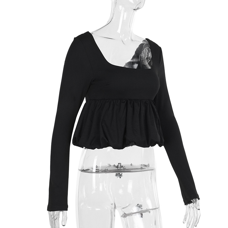 Sleek Scoop Collar Full Sleeve Blossom Print Top