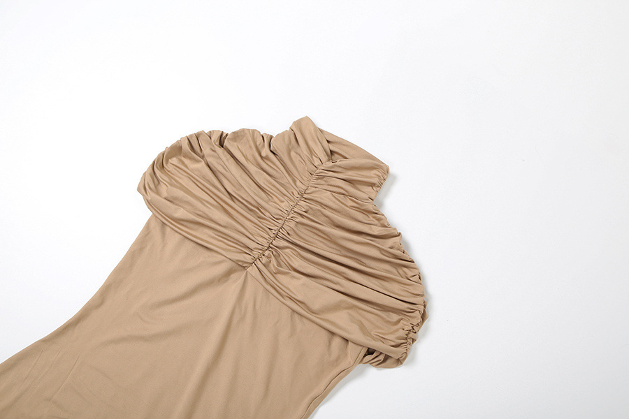Sleeveless Stand Collar Cutout Pleated Waist-Defined Bodycon Dress