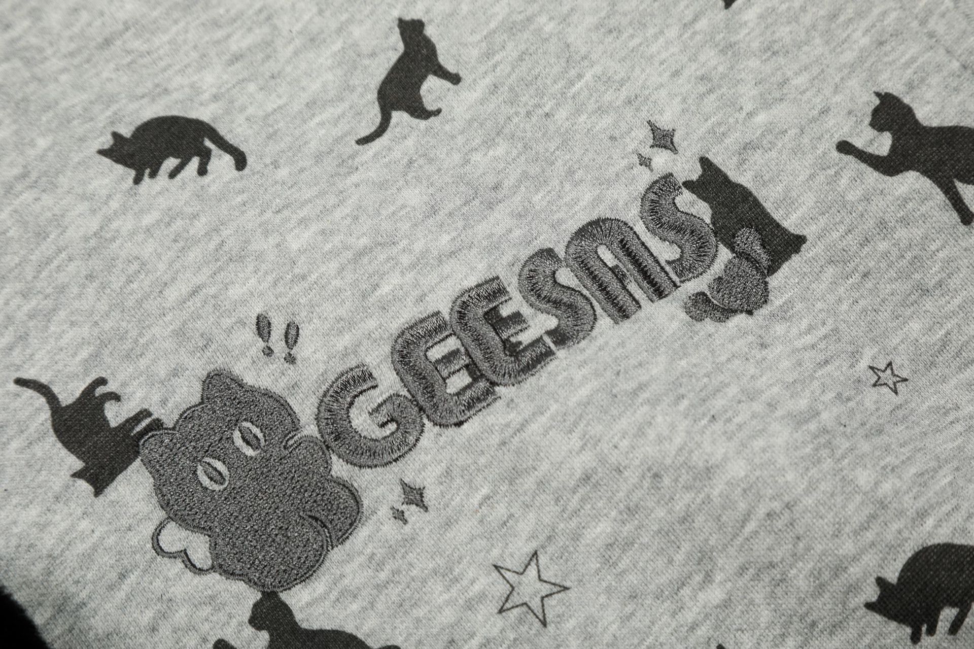 Cat printed zipper hoodie