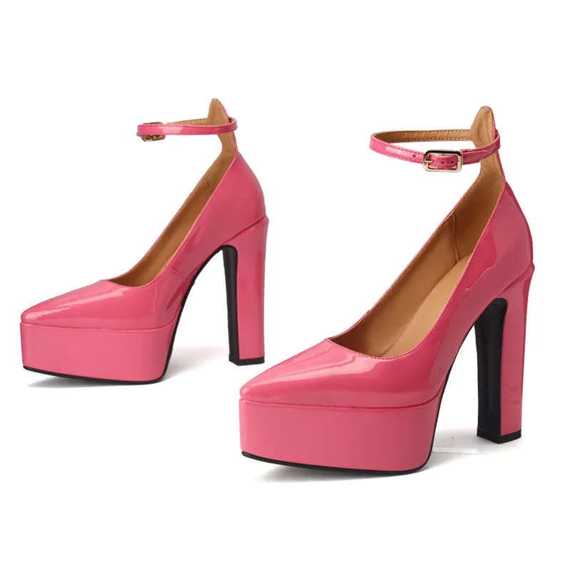Ladies Shiny Stiletto Raised Sole Evening Shoes
